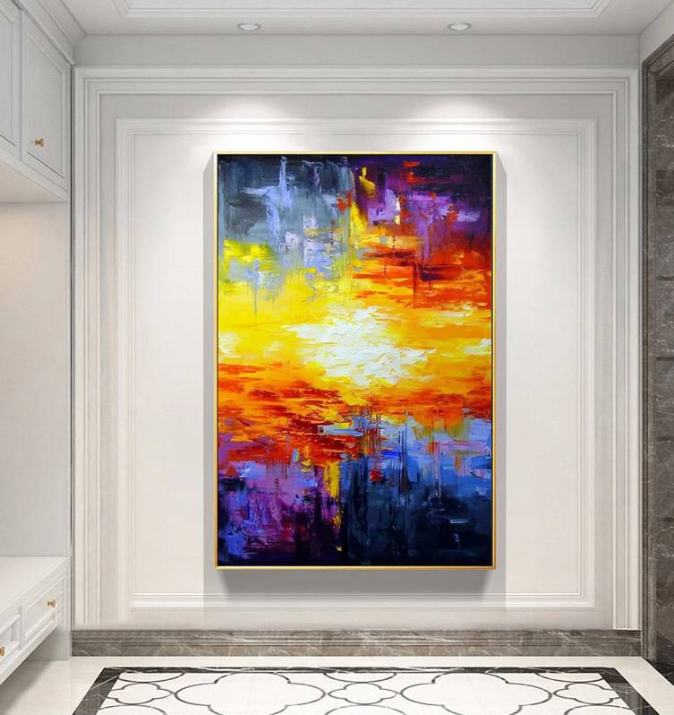 Purple Handmade Original Scenic Contemporary Abstract Canvas Wall Art 215OX
